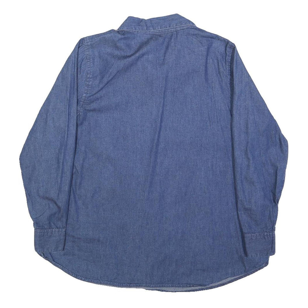 ANTHONY RICHARDS Womens Blue Denim Shirt S Long Sleeve Button Casual