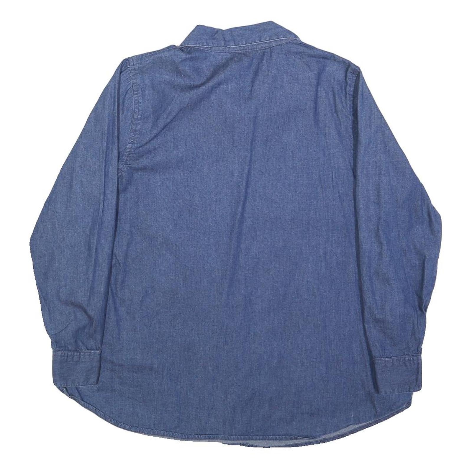 ANTHONY RICHARDS Womens Blue Denim Shirt S Long Sleeve Button Casual