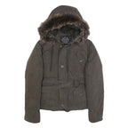 ALL SAINTS Womens Brown Cotton Blend Hooded Zip Jacket UK 10 Casual Stylish