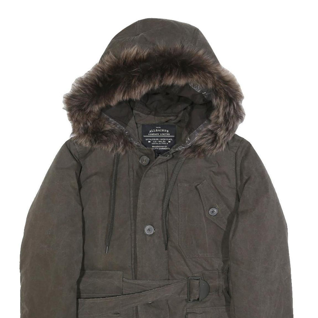 ALL SAINTS Womens Brown Cotton Blend Hooded Zip Jacket UK 10 Casual Stylish