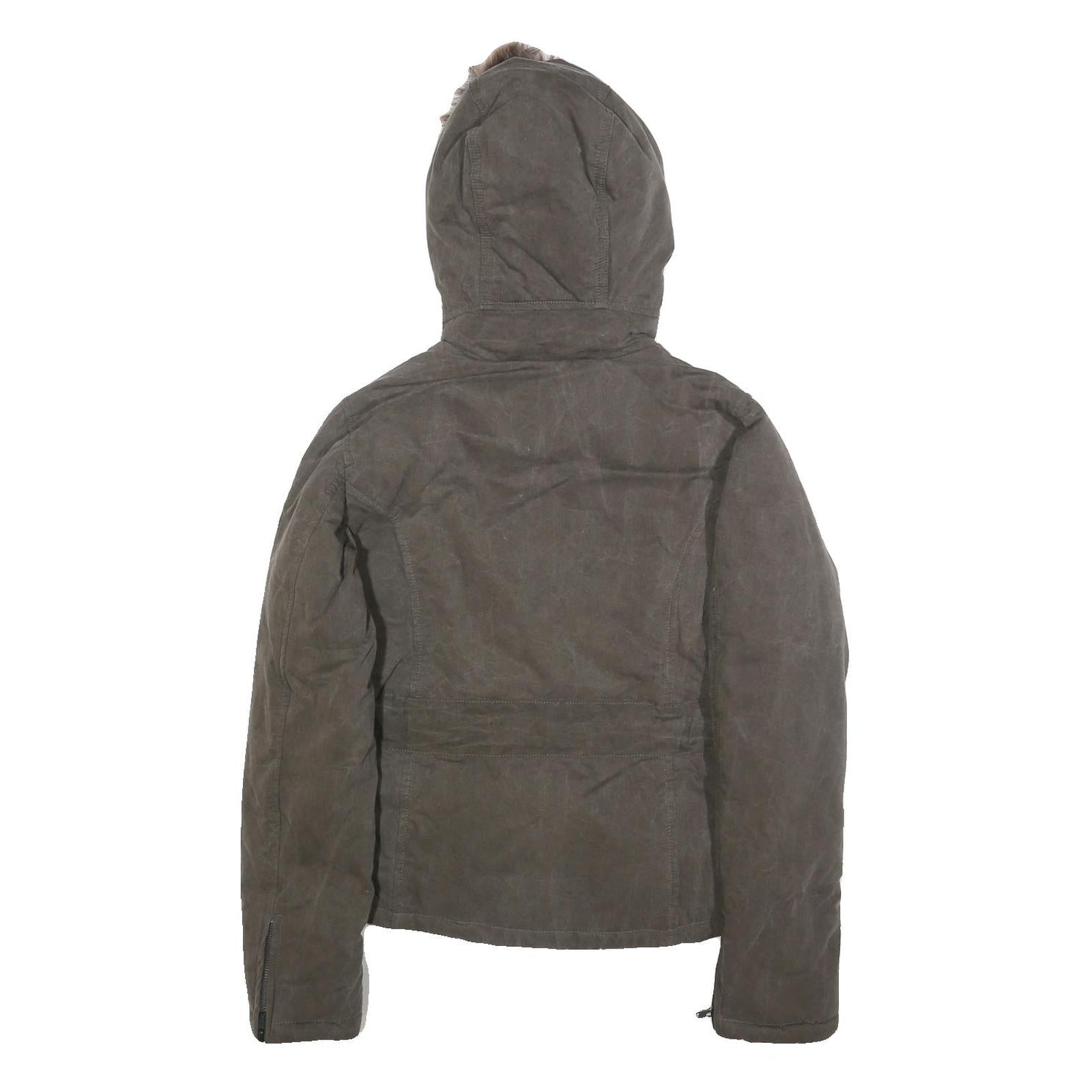 ALL SAINTS Womens Brown Cotton Blend Hooded Zip Jacket UK 10 Casual Stylish