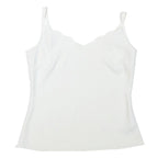 Womens White Scallop Neck Sleeveless Top XXS Smooth Polyester Blend Summer