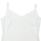 Womens White Scallop Neck Sleeveless Top XXS Smooth Polyester Blend Summer