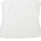 Womens White Scallop Neck Sleeveless Top XXS Smooth Polyester Blend Summer