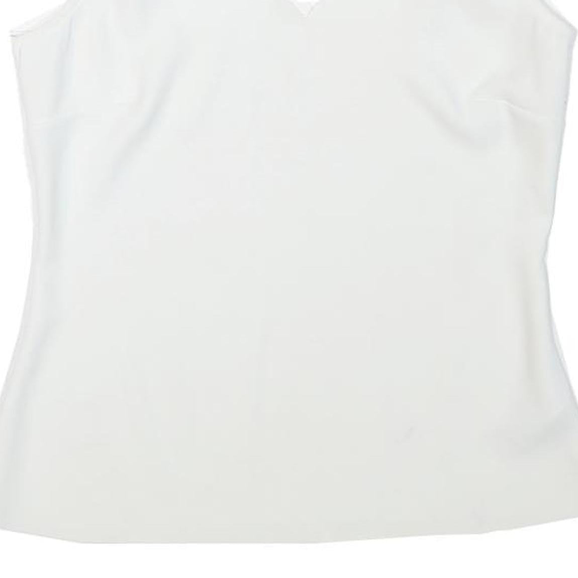 Womens White Scallop Neck Sleeveless Top XXS Smooth Polyester Blend Summer