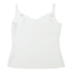 Womens White Scallop Neck Sleeveless Top XXS Smooth Polyester Blend Summer