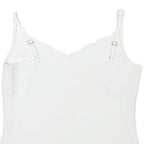 Womens White Scallop Neck Sleeveless Top XXS Smooth Polyester Blend Summer