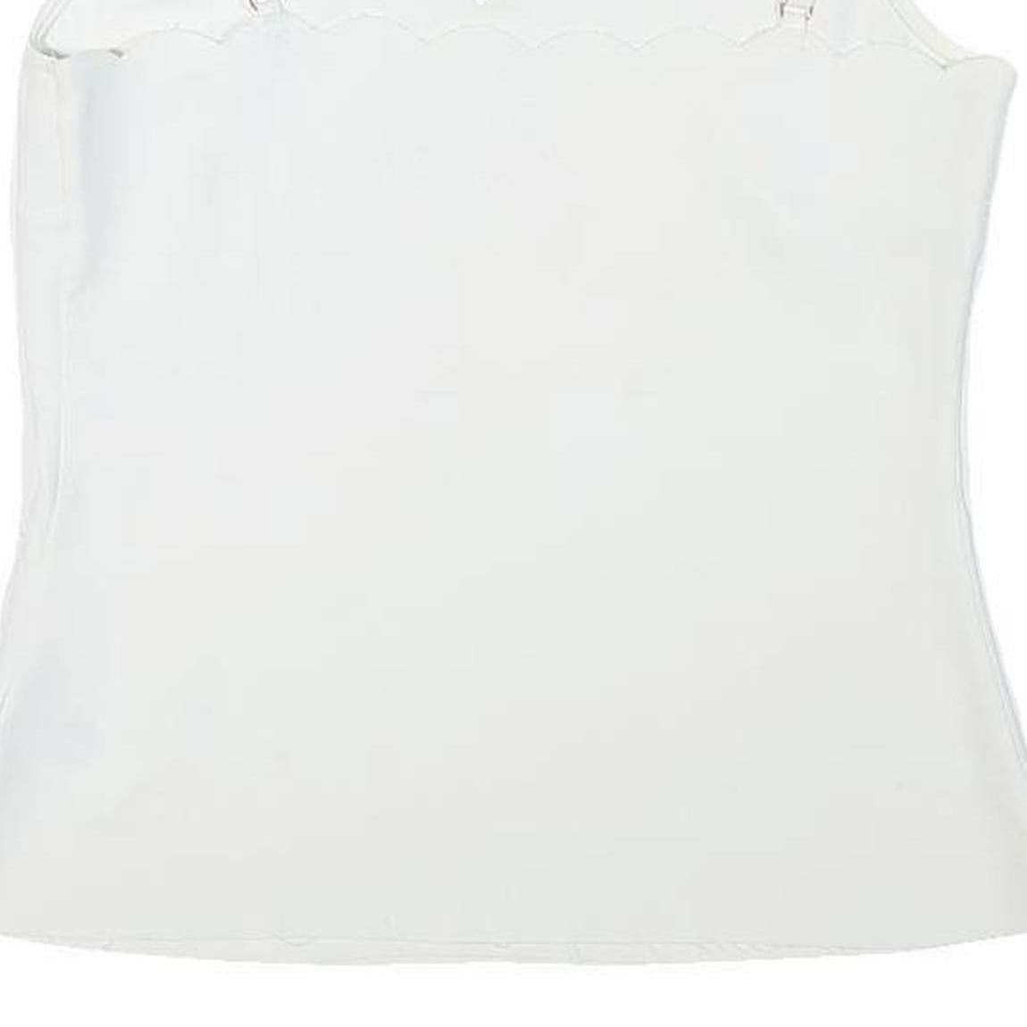 Womens White Scallop Neck Sleeveless Top XXS Smooth Polyester Blend Summer