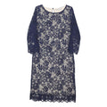 M&S Womens Navy Blue Lace Day Dress UK 8 Floral Pattern Three Quarter Sleeve