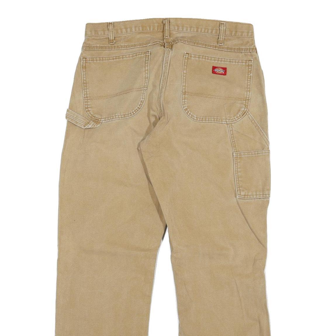 DICKIES Mens Jeans Regular Straight Denim Beige W34 L32 Workwear Zip Closure