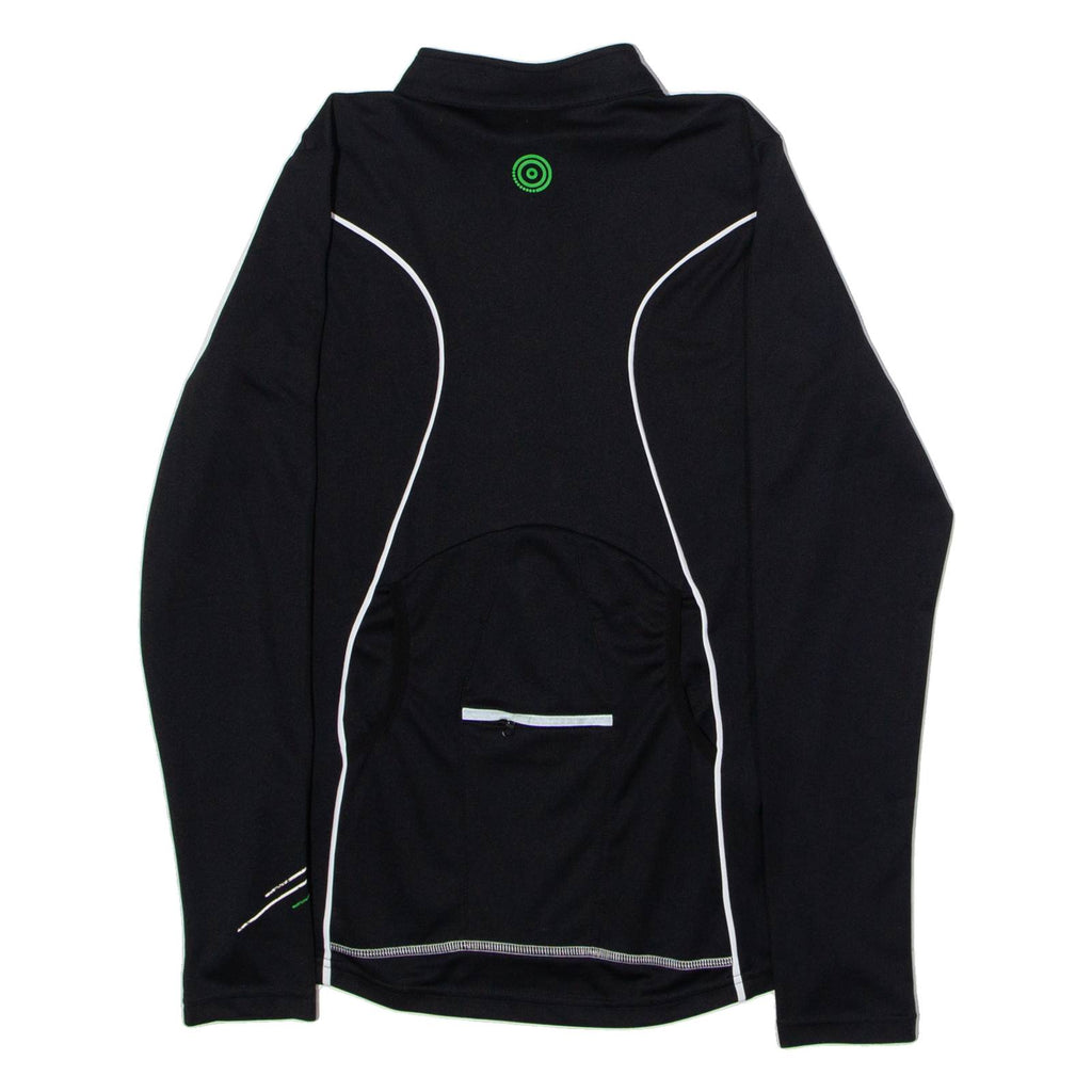 RACER Full Zip Cycling Womens Jersey Black Long Sleeve High Neck UK 8