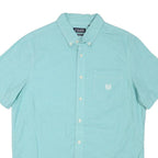CHAPS Mens Blue Cotton Blend Shirt L Button-Down Collar Casual Short Sleeve