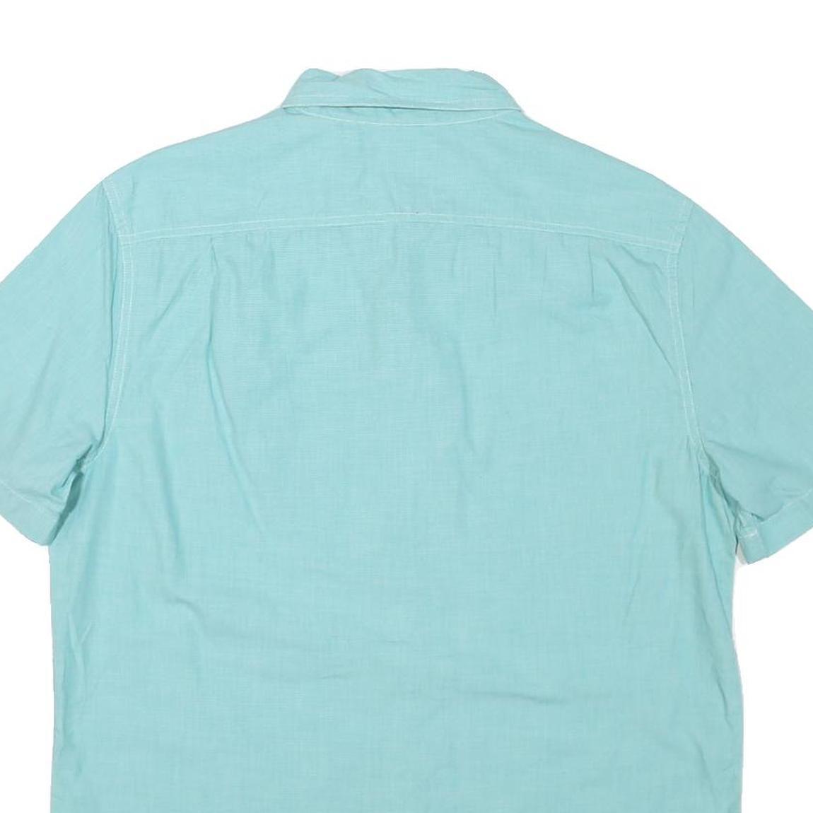 CHAPS Mens Blue Cotton Blend Shirt L Button-Down Collar Casual Short Sleeve