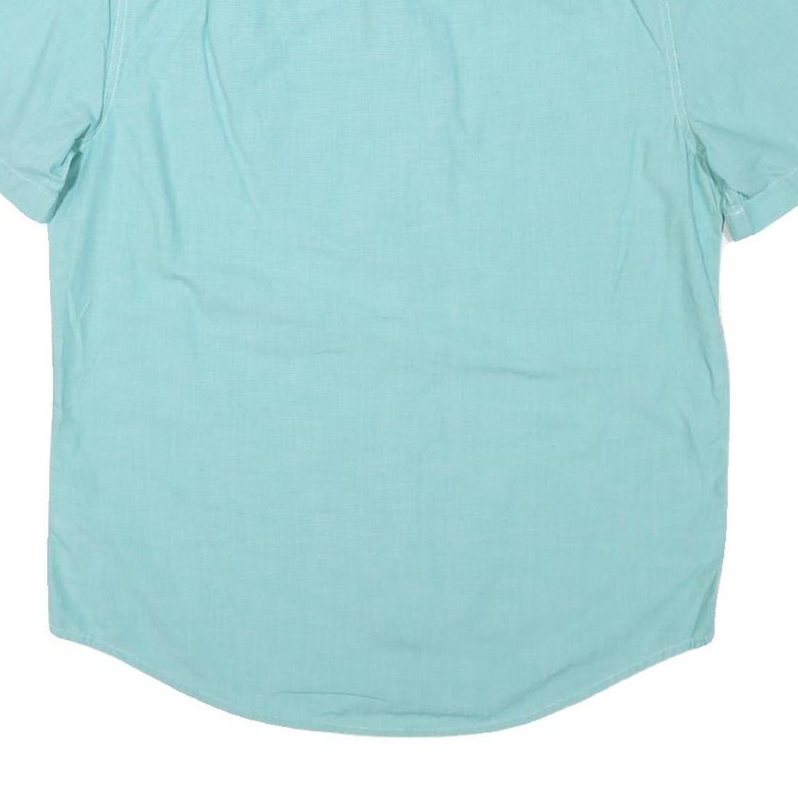 CHAPS Mens Blue Cotton Blend Shirt L Button-Down Collar Casual Short Sleeve