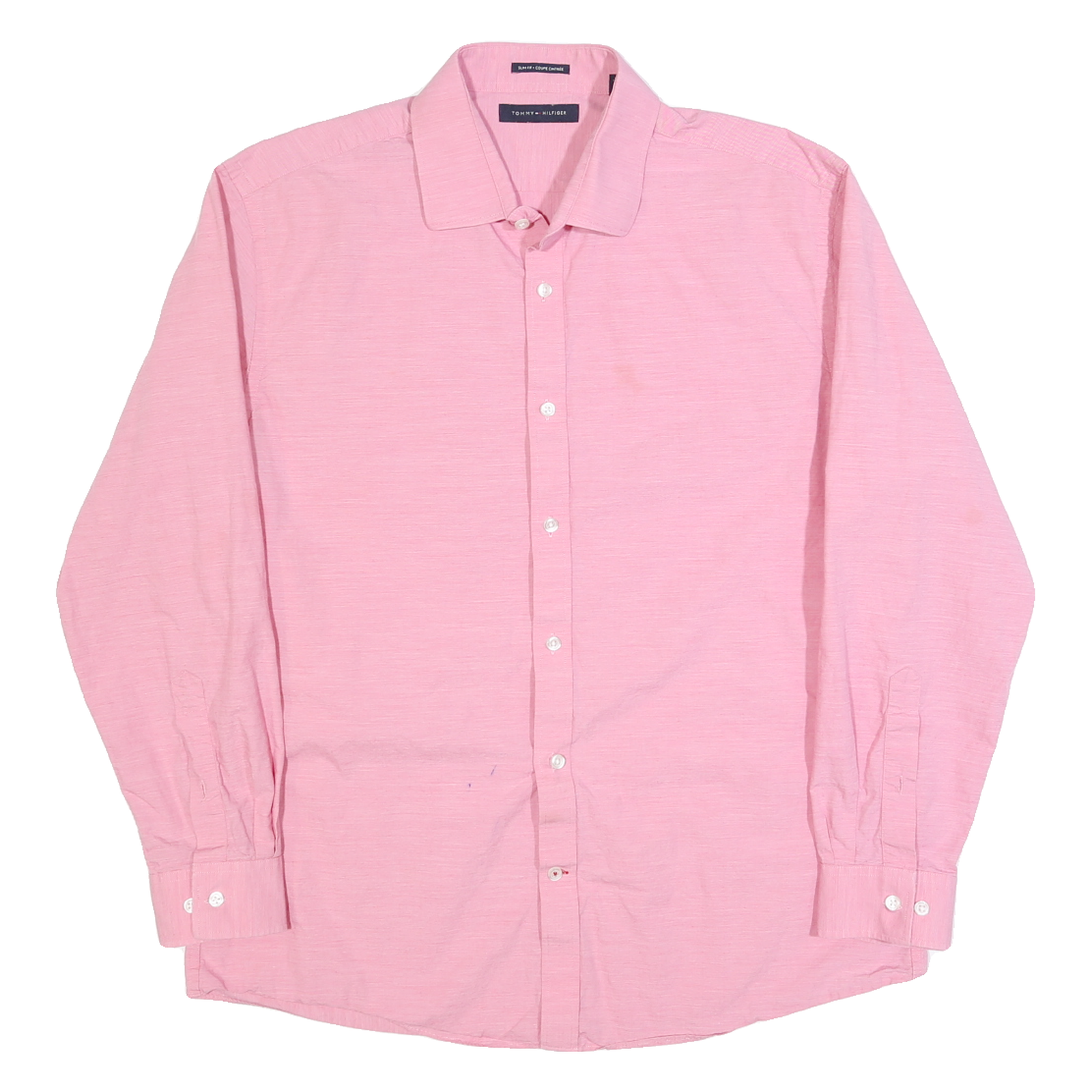 TOMMY HILFIGER Mens Pink Shirt M Cotton Blend Classic Fit Long Sleeve Button