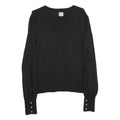 H&M Womens Black Plain Pullover Basic Knit Jumper S Decorative Buttons