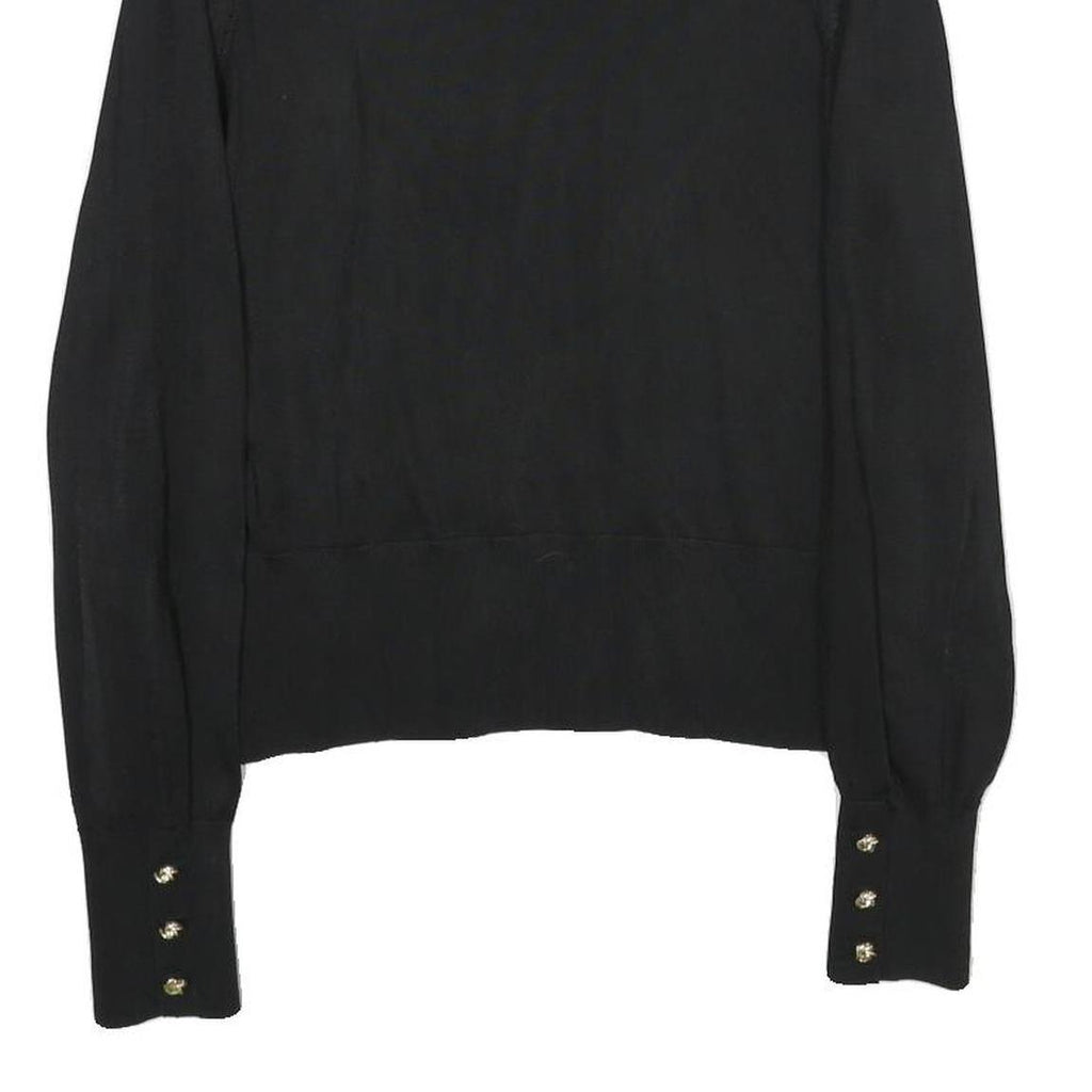 H&M Womens Black Plain Pullover Basic Knit Jumper S Decorative Buttons