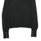 H&M Womens Black Plain Pullover Basic Knit Jumper S Decorative Buttons