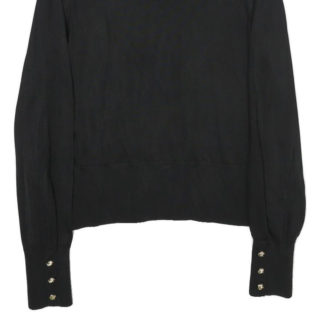 H&M Womens Black Plain Pullover Basic Knit Jumper S Decorative Buttons