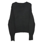 H&M Womens Black Plain Pullover Basic Knit Jumper S Decorative Buttons