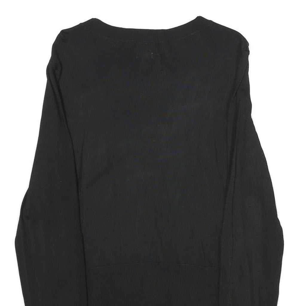 H&M Womens Black Plain Pullover Basic Knit Jumper S Decorative Buttons