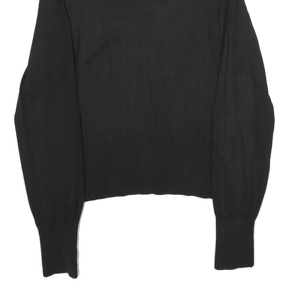 H&M Womens Black Plain Pullover Basic Knit Jumper S Decorative Buttons