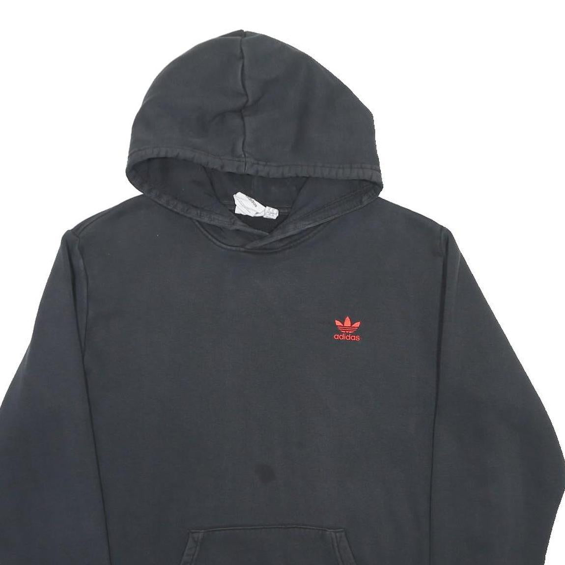 ADIDAS Mens Black Hoodie XL Cotton Blend Pullover Logo Casual Wear