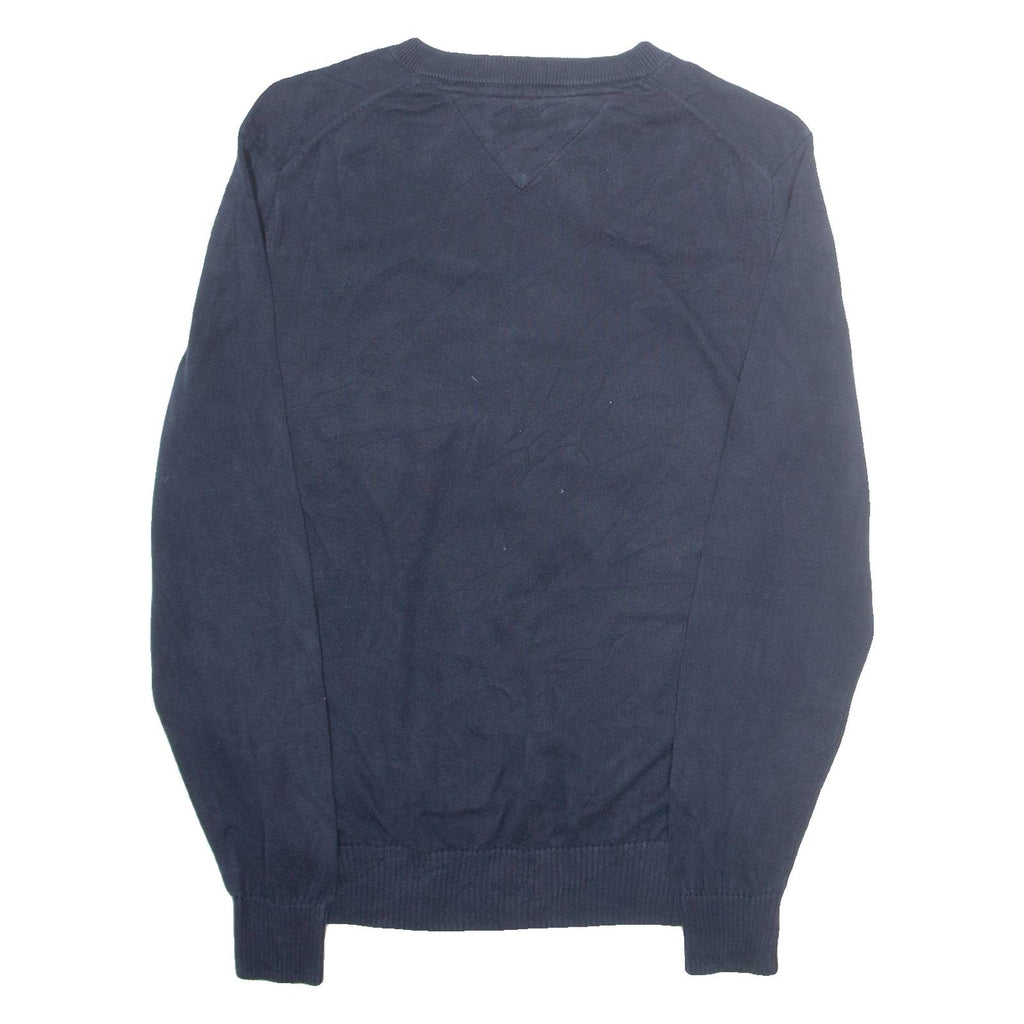 TOMMY HILFIGER Mens Jumper Blue V-Neck Tight Knit M