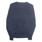 TOMMY HILFIGER Mens Jumper Blue V-Neck Tight Knit M