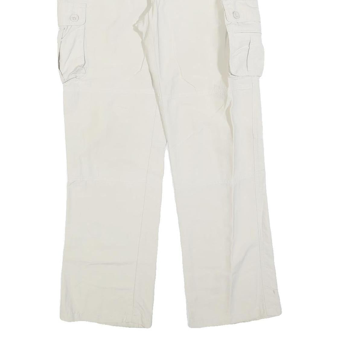 SWITCHER Womens Regular White Cargo Trousers W30 L30 Zip Pocket Casual
