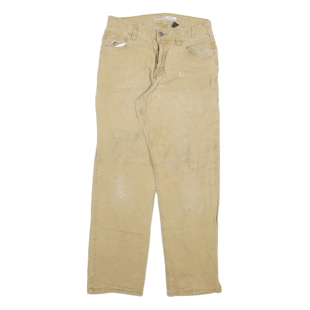 CARHARTT Mens Relaxed Beige Cotton Blend Trousers W28 L29 Casual Workwear