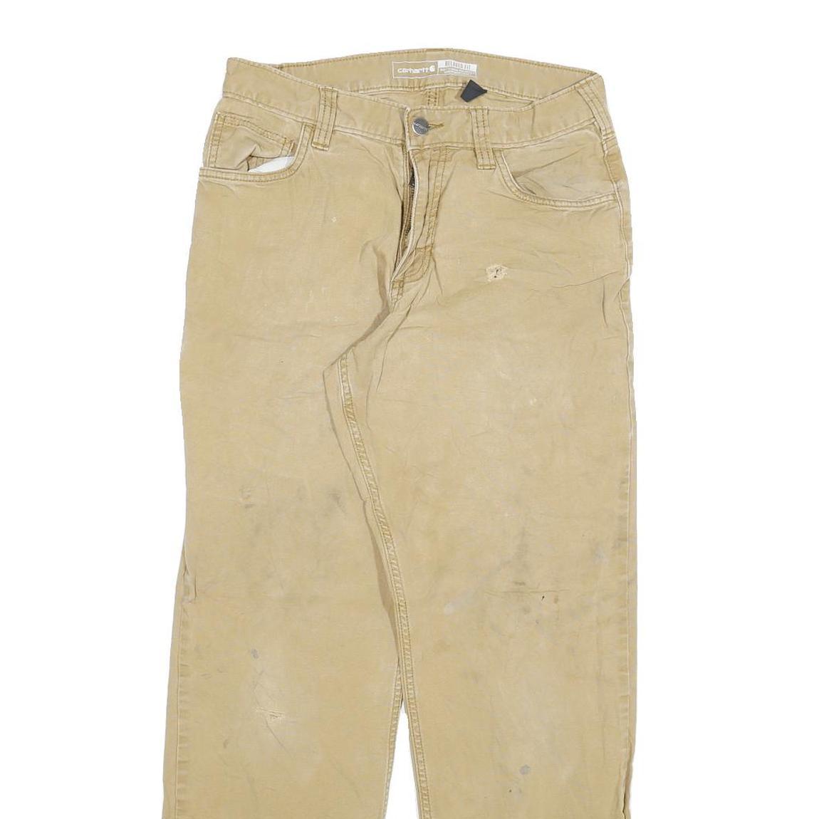 CARHARTT Mens Relaxed Beige Cotton Blend Trousers W28 L29 Casual Workwear