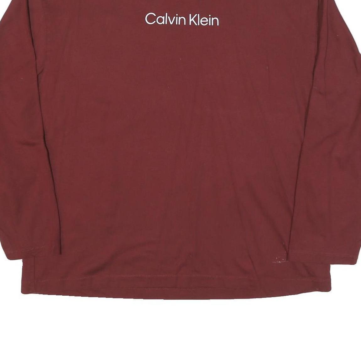 CALVIN KLEIN JEANS Mens Maroon Long Sleeve Crew Neck T-Shirt XL Cotton Blend