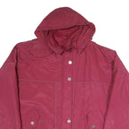 Womens Red Polyester Blend Hooded Zip Jacket XL Plain Casual Outdoor Windbreaker