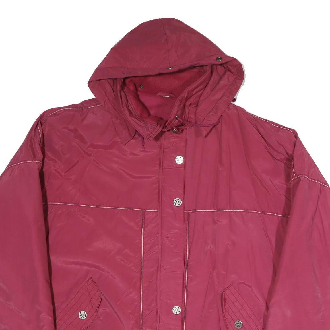 Womens Red Polyester Blend Hooded Zip Jacket XL Plain Casual Outdoor Windbreaker