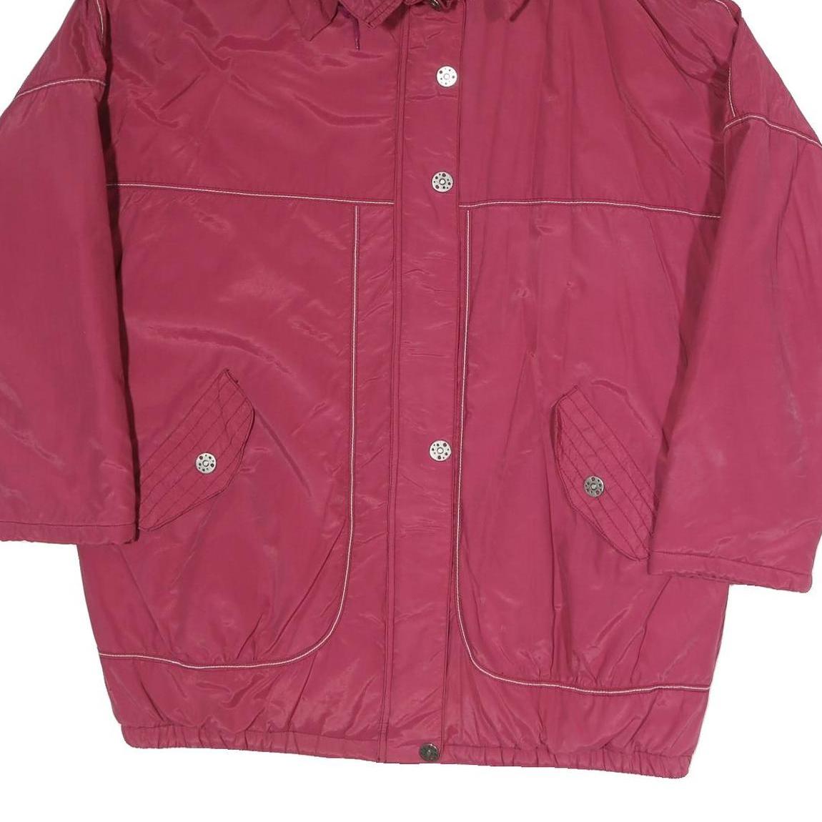 Womens Red Polyester Blend Hooded Zip Jacket XL Plain Casual Outdoor Windbreaker