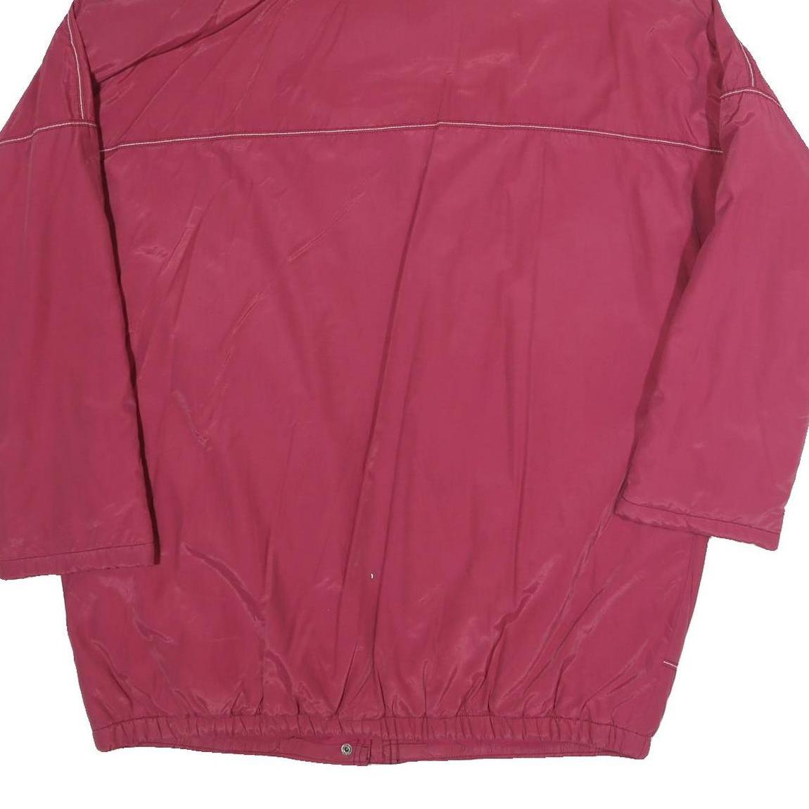 Womens Red Polyester Blend Hooded Zip Jacket XL Plain Casual Outdoor Windbreaker