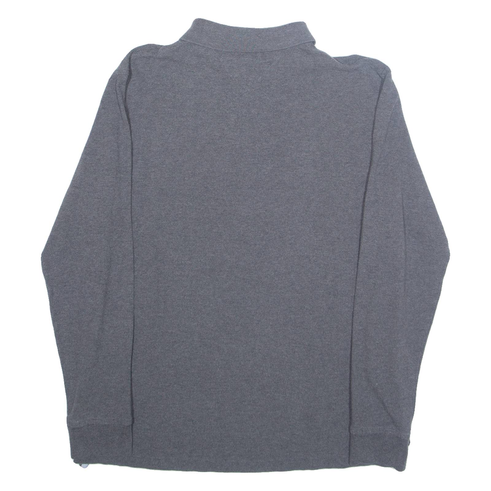 TOMMY HILFIGER Mens Polo Shirt Grey Long Sleeve L