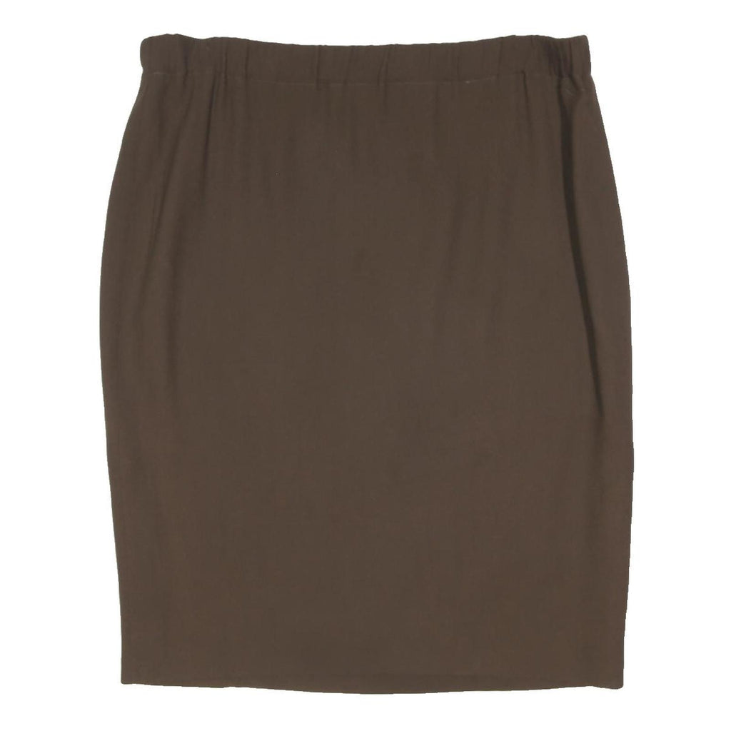 MARINA RINALDI Womens Brown Straight Knee Length Plain Skirt L Classic Elastic