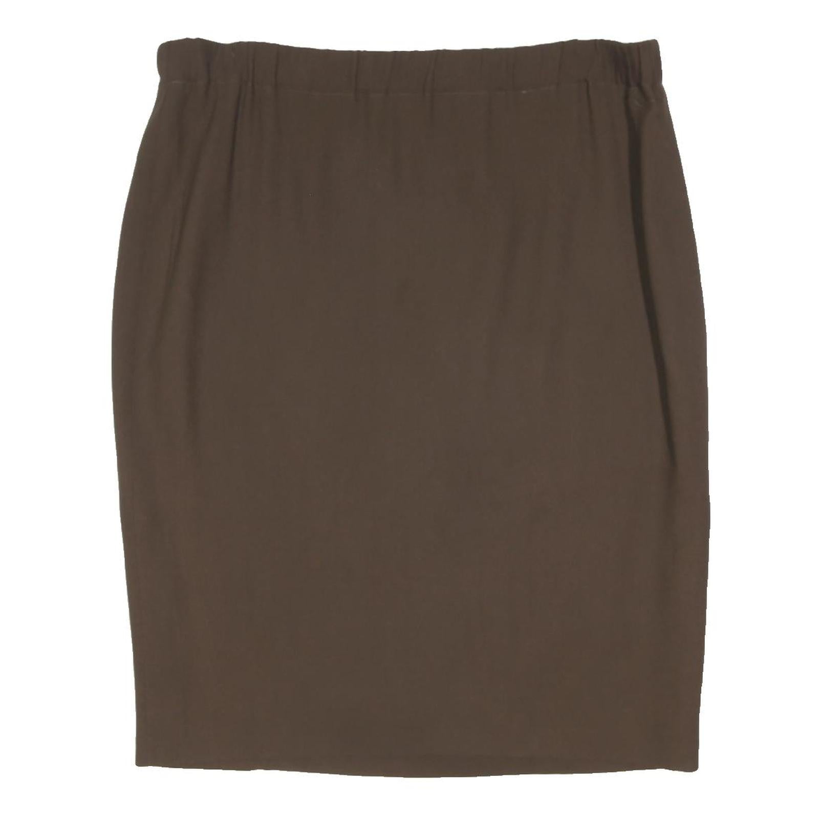 MARINA RINALDI Womens Brown Straight Knee Length Plain Skirt L Classic Elastic