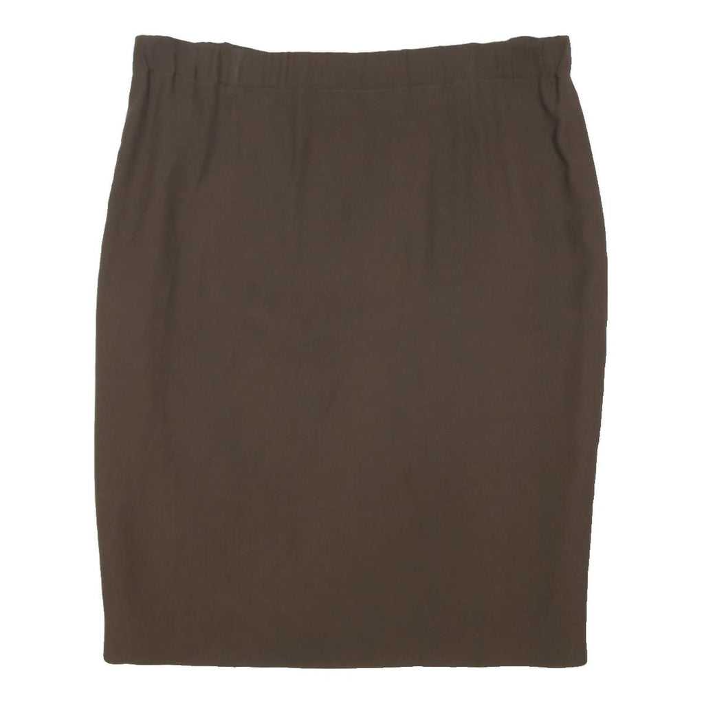 MARINA RINALDI Womens Brown Straight Knee Length Plain Skirt L Classic Elastic