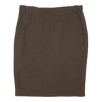 MARINA RINALDI Womens Brown Straight Knee Length Plain Skirt L Classic Elastic