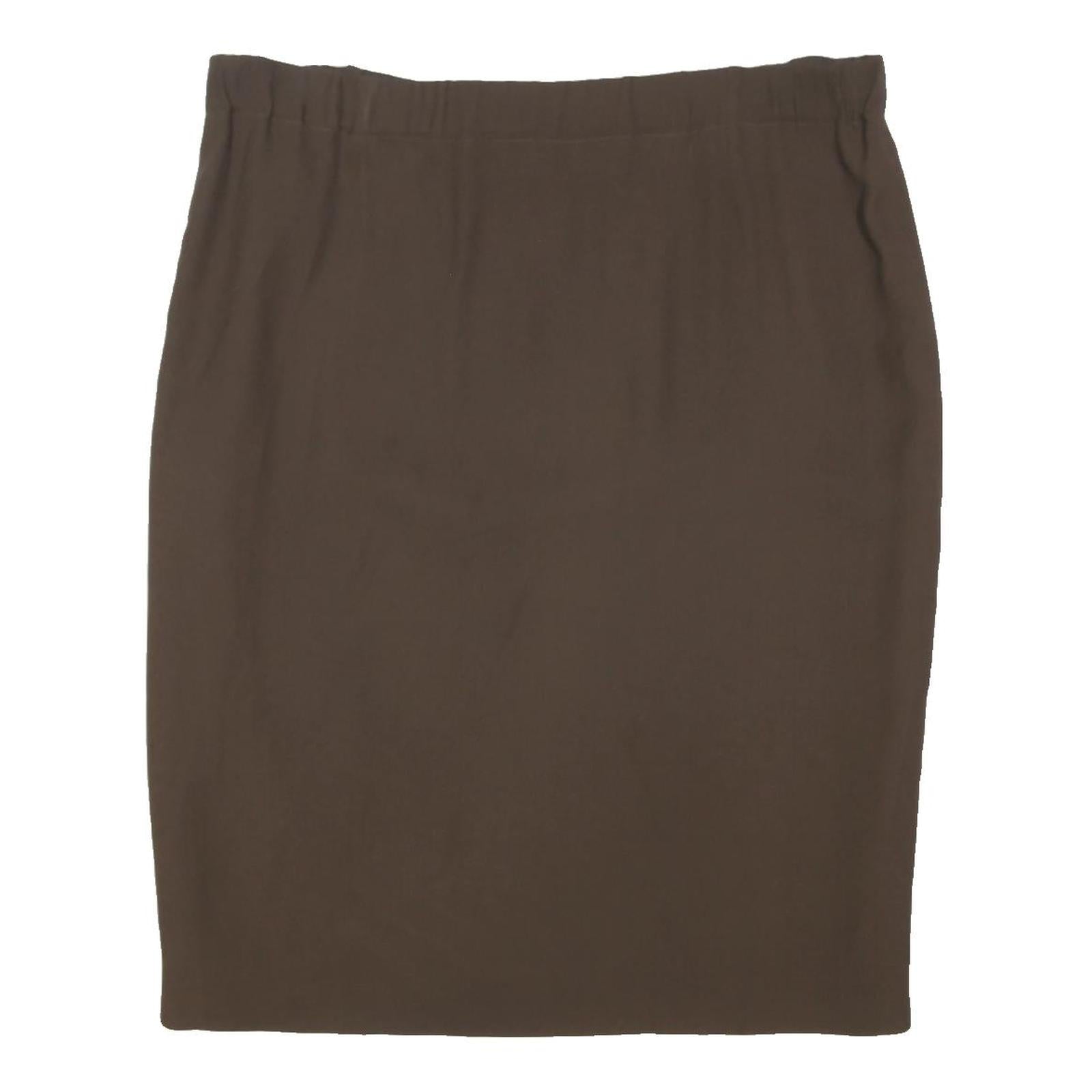 MARINA RINALDI Womens Brown Straight Knee Length Plain Skirt L Classic Elastic