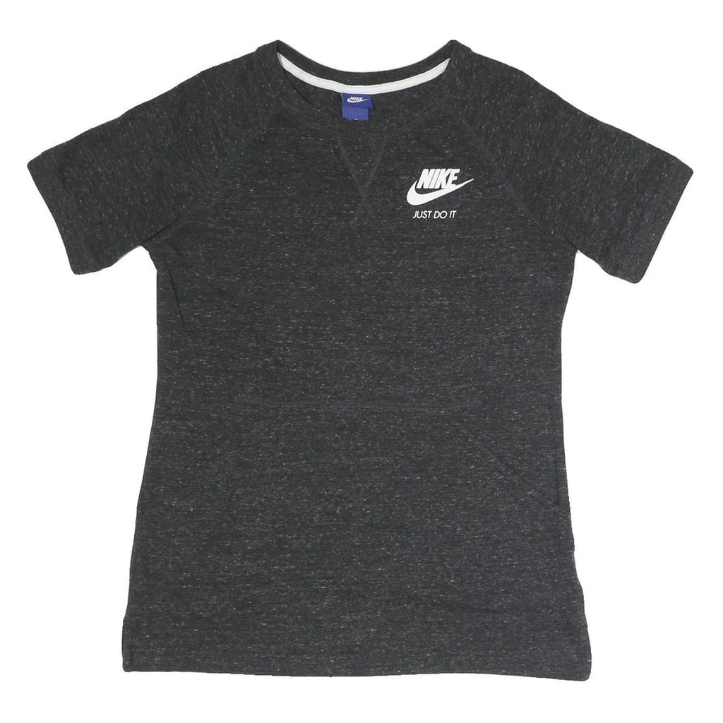 NIKE Womens Black Graphic T-Shirt M Short Sleeve Crew Neck Just Do It Logo