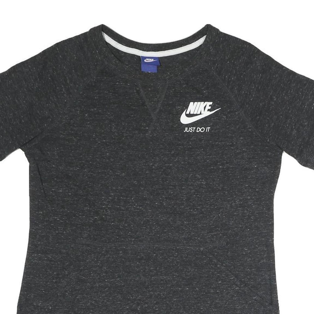 NIKE Womens Black Graphic T-Shirt M Short Sleeve Crew Neck Just Do It Logo