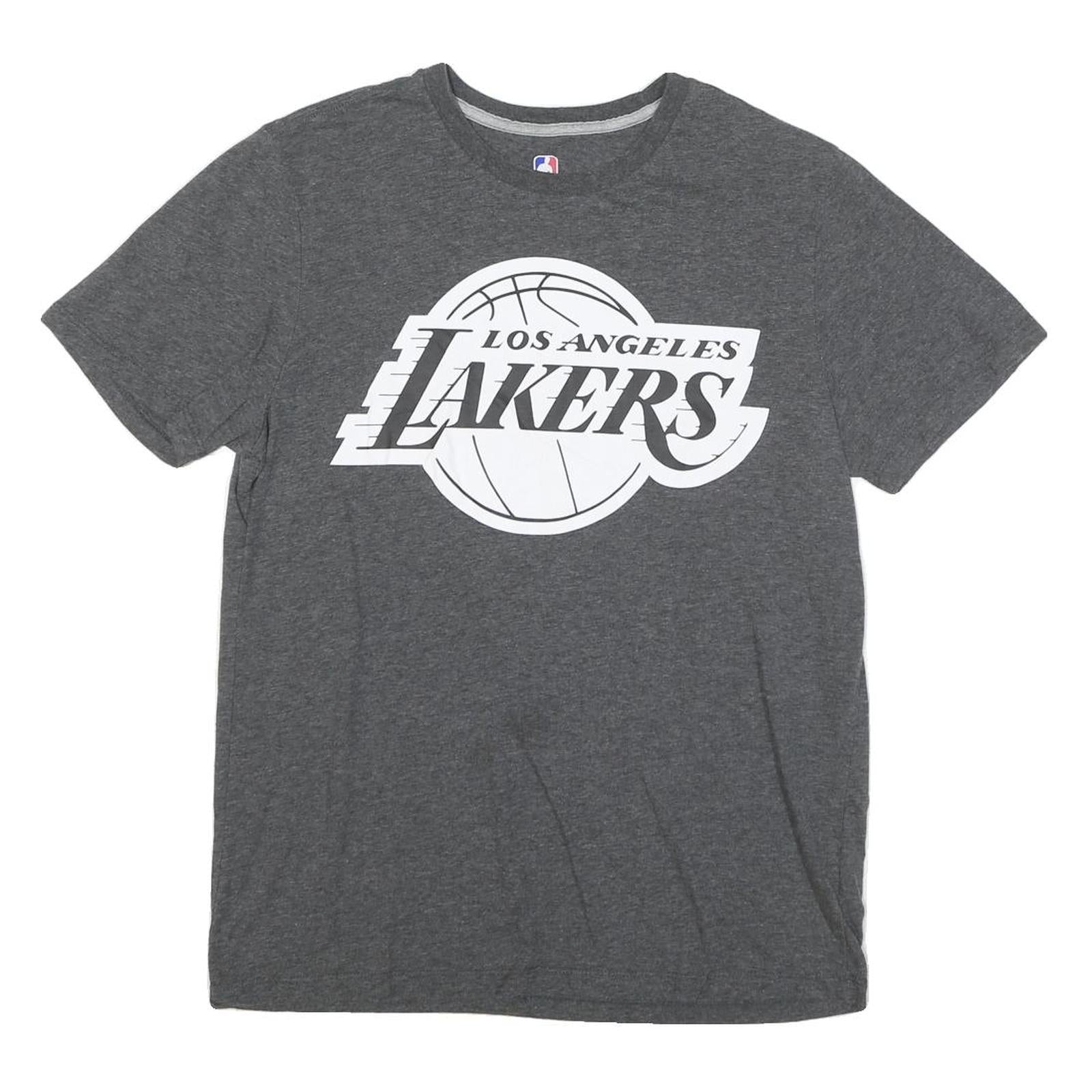 NBA Mens Grey Los Angeles Lakers Graphic T-Shirt L Short Sleeve Crew Neck