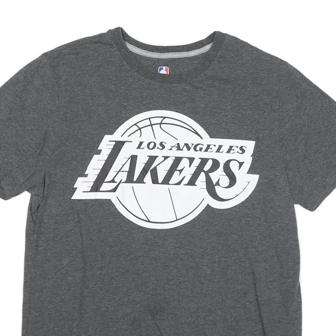 NBA Mens Grey Los Angeles Lakers Graphic T-Shirt L Short Sleeve Crew Neck
