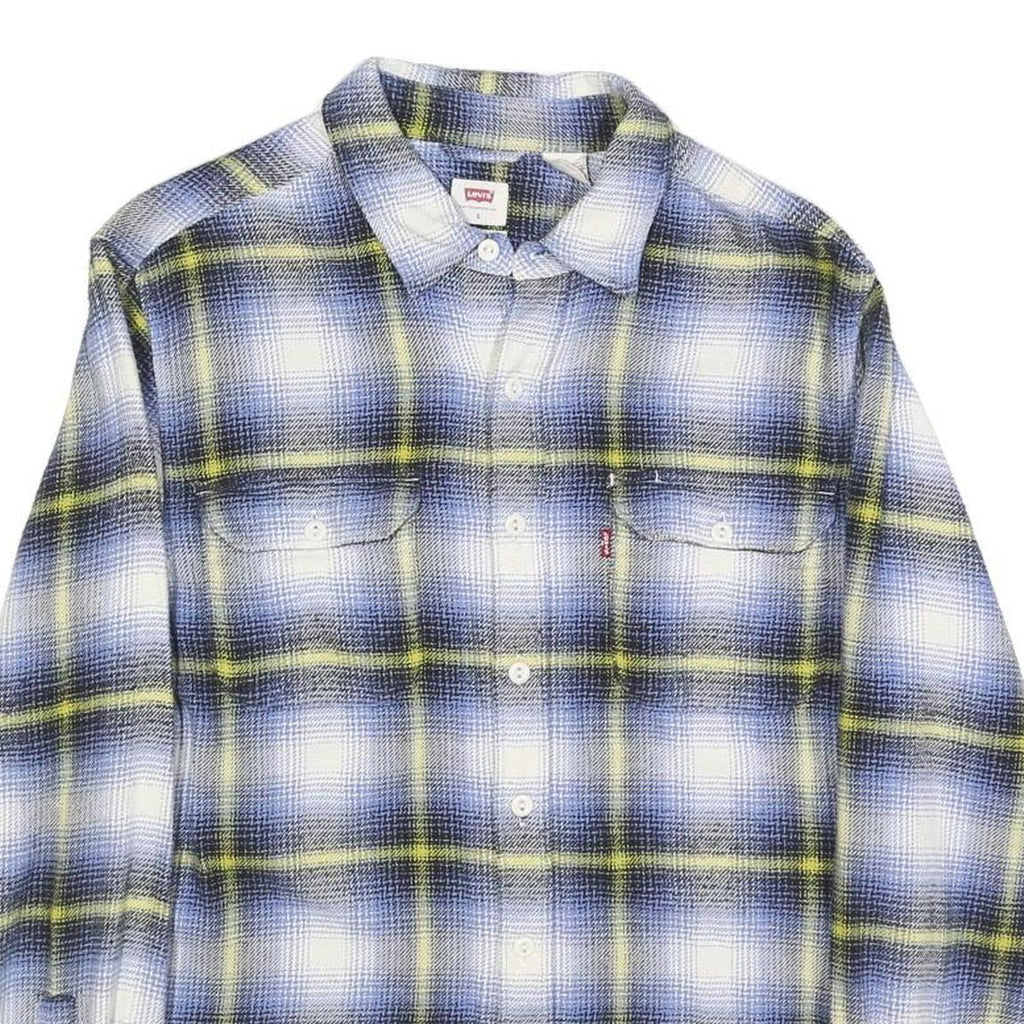 LEVI'S Mens Blue & Yellow Check Shirt S Casual Cotton Long Sleeve Button
