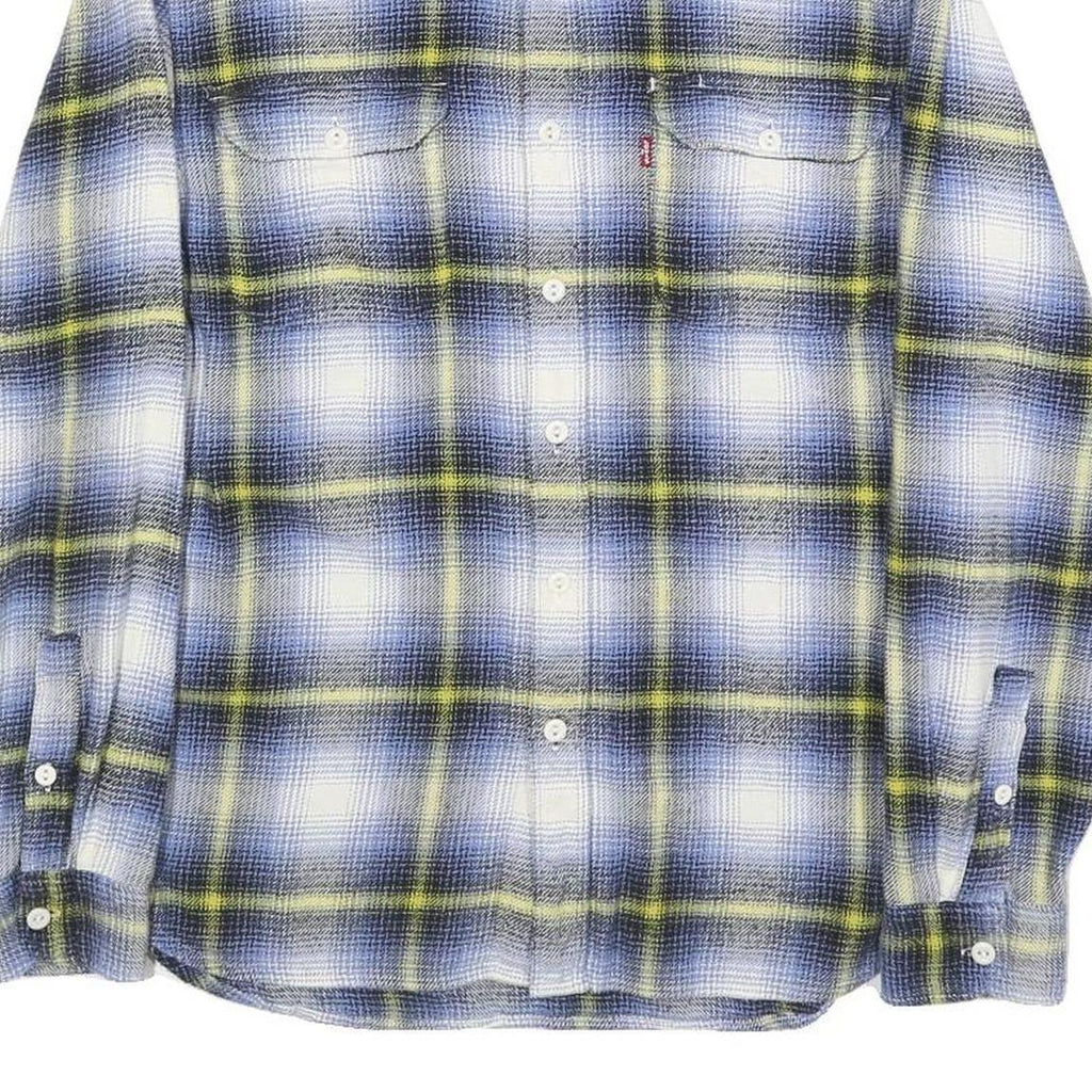 LEVI'S Mens Blue & Yellow Check Shirt S Casual Cotton Long Sleeve Button