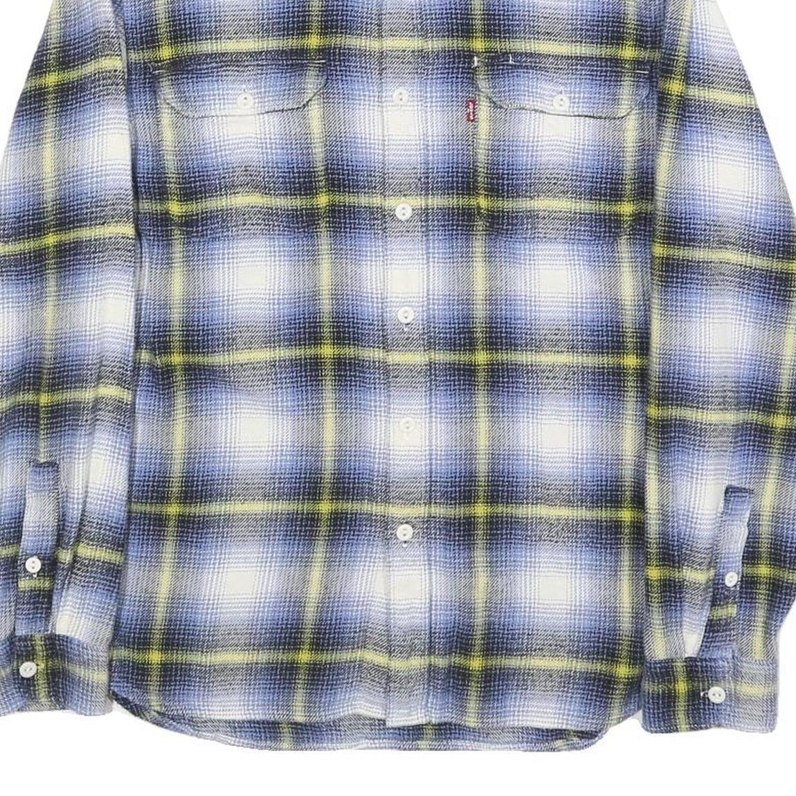 LEVI'S Mens Blue & Yellow Check Shirt S Casual Cotton Long Sleeve Button